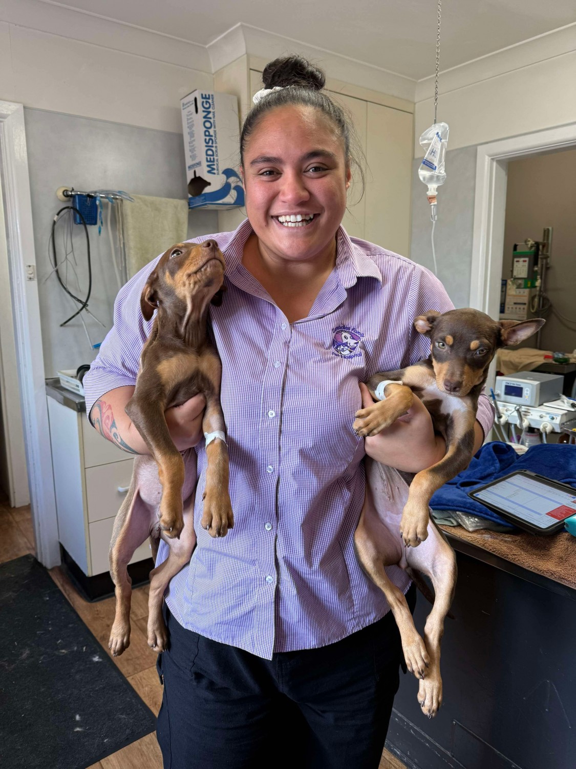 Angel with pups Angel with pups